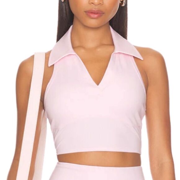 Pink collared crop top - Picture 1 of 2